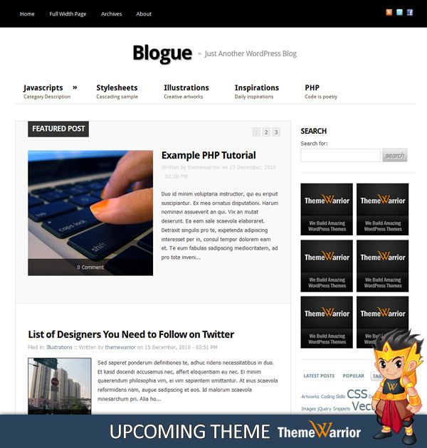 Sneak Peak: Blogue WordPress Theme