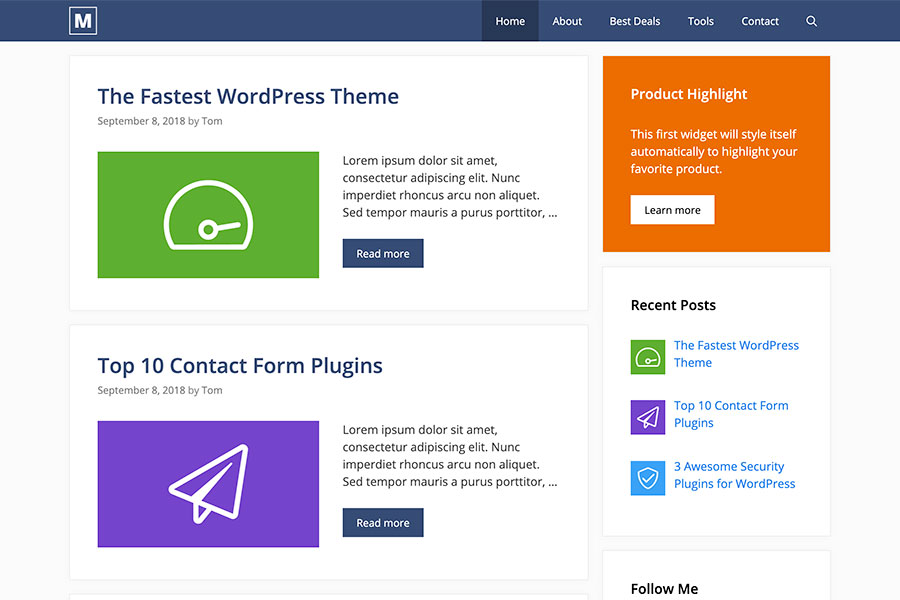 GeneratePress WordPress theme, one of the most popular WP theme