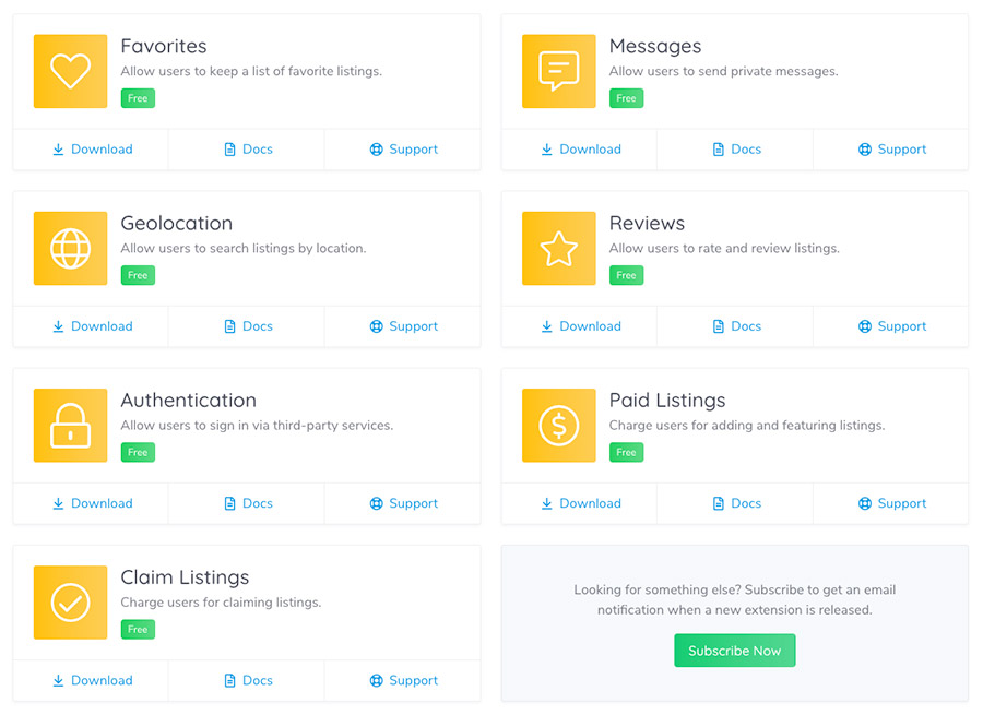 7 free extensions for ListingHive, they also have several paid extensions