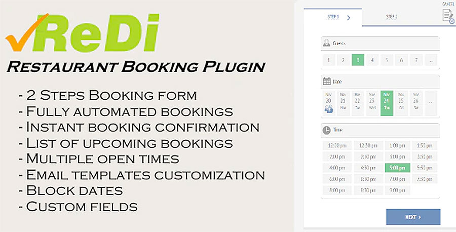 ReDi Restaurant Booking plugin