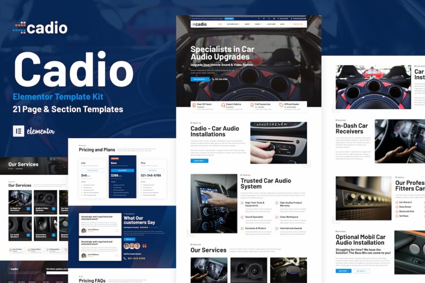 Cadio – Car Audio Workshop Elementor Template Kit