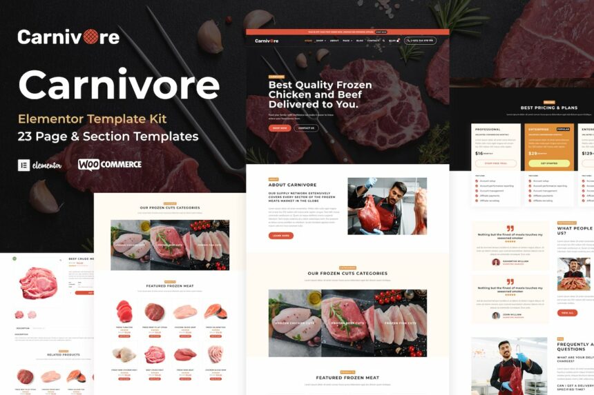 Carnivore – Meat Shop & Butchery Elementor Pro Template Kit