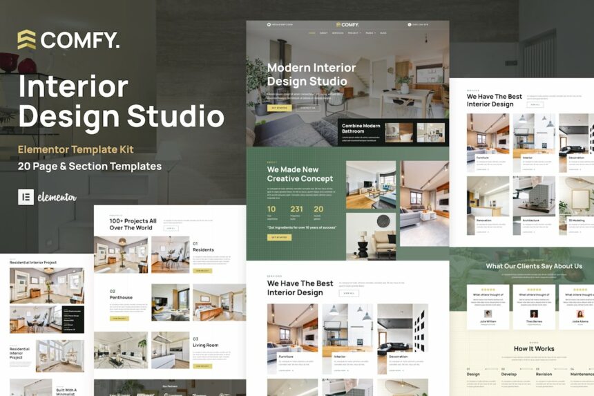 Comfy – Interior Design Studio & Architecture WordPress Elementor Template Kit