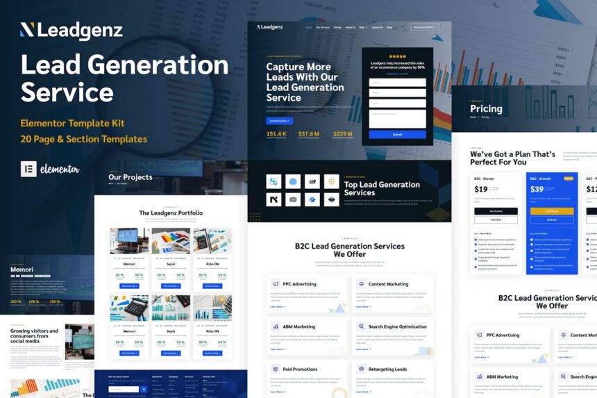 Leadgenz – Lead Generation & Sales Agency WordPress Elementor Template Kit
