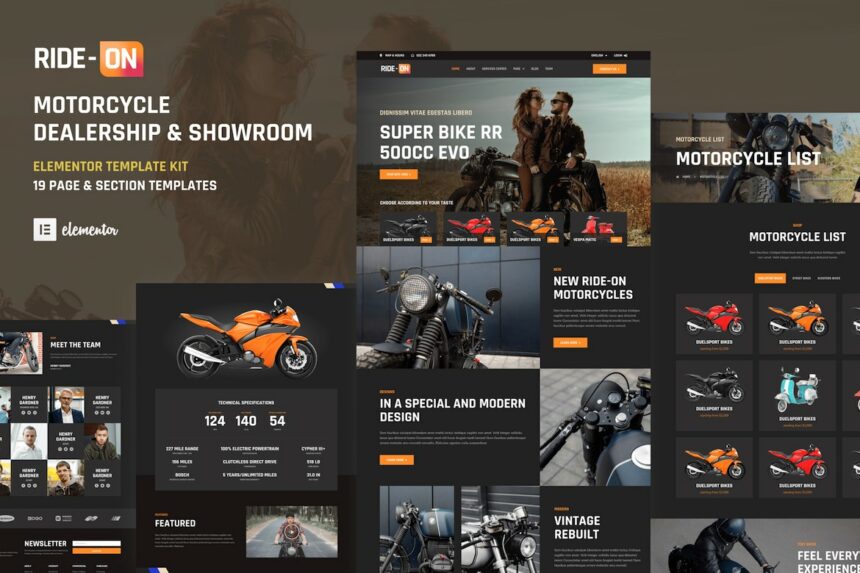 Ride ON – Motorcycle Dealership WordPress Elementor Template Kit