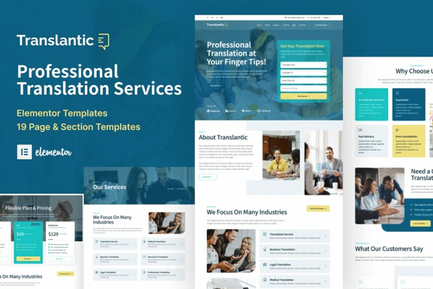 Translantic – Translation Service Agency Elementor Template Kit